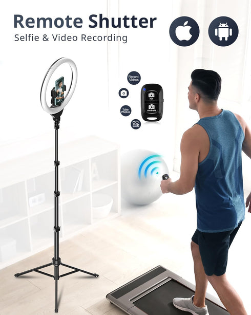 UBeesize 12'' Selfie Ring Light with 62’’ Tripod Stand for Video Recording, Live Streaming Compatible with Phones