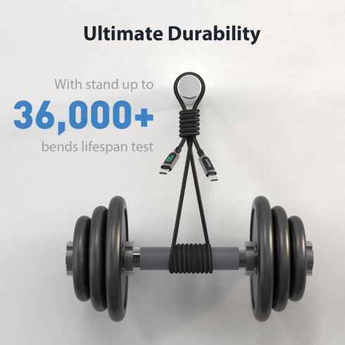 SOOPII 100W Fast Charge USB C to USB C Cable, 4ft Nylon Braided with LED Display for iPhone 15/15 Pro/15 Plus/15 Pro