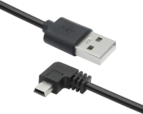 Right Angle Dash Cam Power Cord 11.5FT,90 Degree Mini USB Charging Cable 24AWG for Garmin Nuvi GPS,Canon Camera,Dash Cam etc Mini USB Devices(Black) by Maixbomr