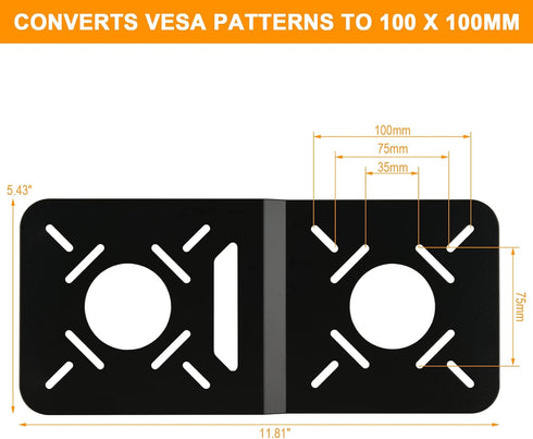 VESA Mount Adapter Extender Bracket, CaSZLUTION Universal VESA Conversion Plate for Intel NUC Monitor