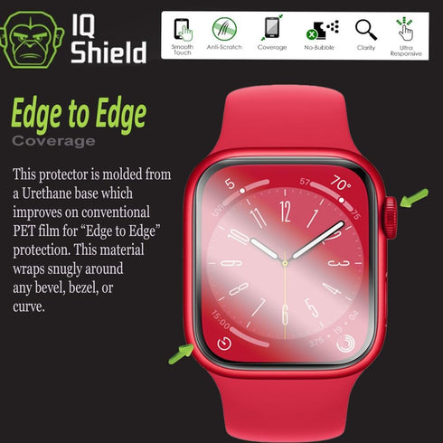 IQShield Screen Protector for Apple Watch Series 9/8/7 (45mm) Anti-Bubble Clear TPU Film (6-Pack)