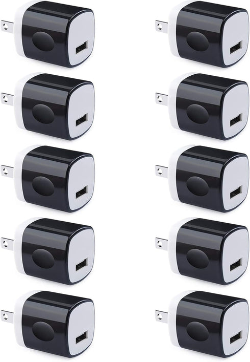 UorMe Wall Adapter 10 Pack, 1A 5V Single Port Charger Power USB Plug Charging Cube for iPhone 14 13 12 SE 11, Galaxy