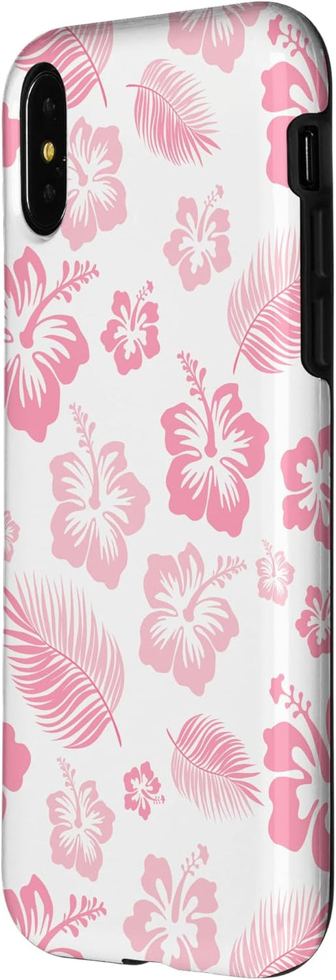 iPhone X/XS Pink Hibiscus Soft Girl Coquette Beach Tropical Floral y2k Case