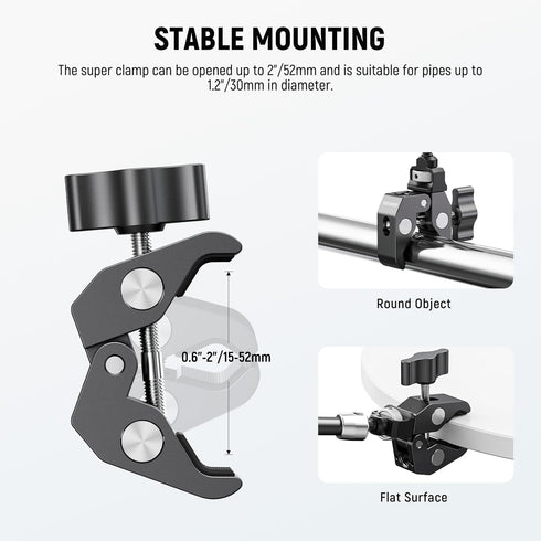 NEEWER 7" Articulating Magic Arm Clamp Mount with Super Clamp for DSLR and Action Camera