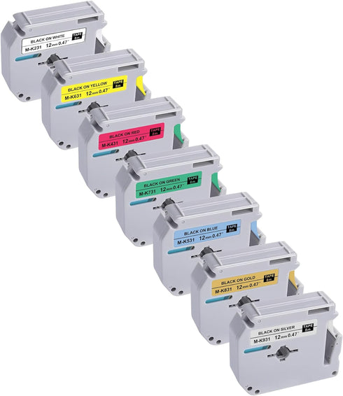 M Tape Work for PT-65 PT-70 PT-70BM, Replace with Brother P Touch M Tape 12mm Colors for Label Maker