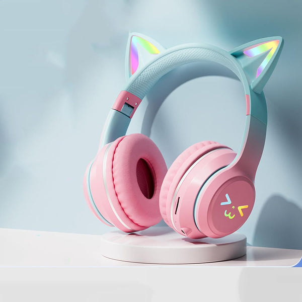 Cute Styling Bluetooth Earphones, Foldable Breathing Color Light, Wireless Bluetooth 5.0, Compatible with Mobile