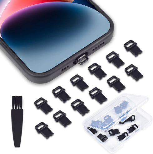 12PACK Lightning Anti Dust Plug with Easy-Grip Tab Compatible with iPhone 14, 13, 12, 11, 10, XS, XR, 8, 7, Charging