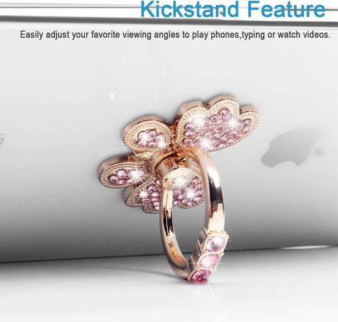 Finger Ring Stand Grip, 2 Pack Luxury Glitter Diamond Universal Metal Kickstand for iPhone 16/15/14/13 Pro Max, Galaxy