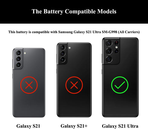 Samsung Galaxy S21 Ultra Battery Replacement Kit, SM-G998U/U1/N/B/W, with Repair Tools Kit and User Manual