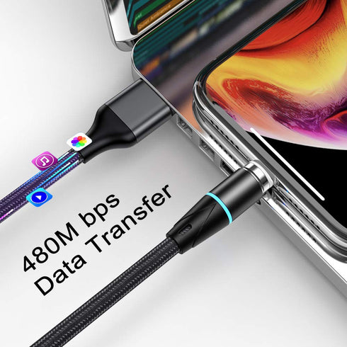 N. NETDOT Gen12 Magnetic Fast Charging Data Transfer Cable, 3 Pack Black, 1ft, Compatible with Micro-USB & USB-C