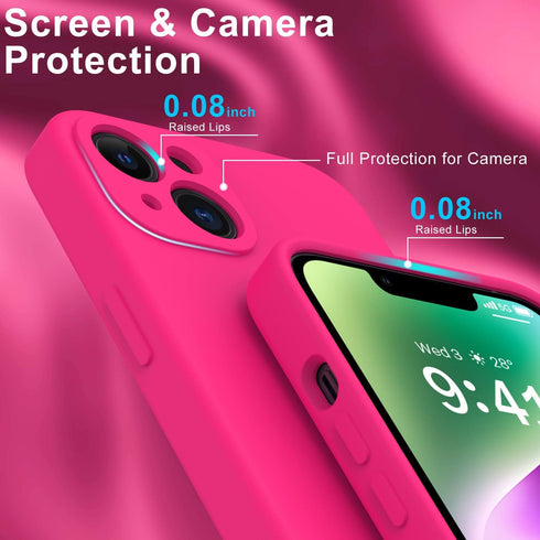 DEENAKIN iPhone 14 Plus Case with Screen Protector, Enhanced Camera Cover, Slim Fit Protective Phone Case, Hot Pink
