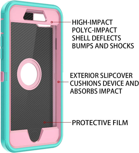 for iPhone SE 2022/2020 Case with Built-in Screen Protector, Shockproof, Dust/Drop Proof, 3 in 1 Full Body Rugged Cover