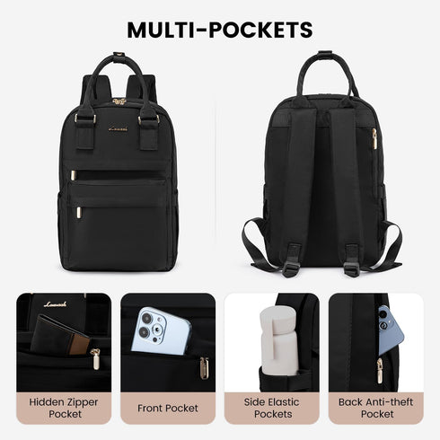 LOVEVOOK 14 Inch Laptop Backpack for Women, Cute Waterproof Vintage Daypacks, Stylish Travel Bookbag for College