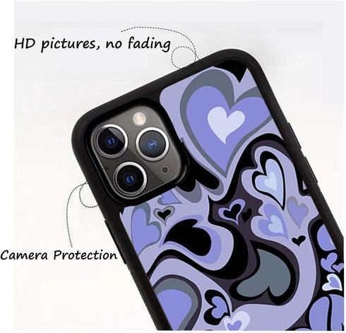 Cute Phone Case for iPhone 11, Slim Soft Protective Design with Purple Love Heart
