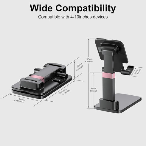 PTDFG Devices(1 Pack Adjustable Phone Stand for Desk - Foldable Cell Phone Holder for All Phones and Android Black)