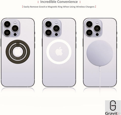Gravit:e Ultra Strong Magnetic Phone Ring Holder and Stand, Instant Install and Removal, Adjustable Angles, Sleek