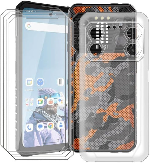 4 Pack Tempered Glass Film + Cover for IIIF150 B2 Pro (6.78"), 9H Hardness Screen Protector and Soft Silicone Case