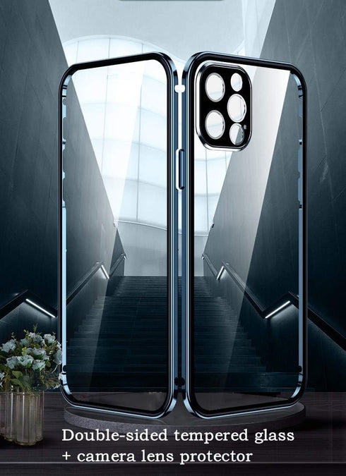 iPhone 12 Pro Max Case with Safety Lock & Strong Magnetic Adsorption, 360 Full Body Protection, Blue