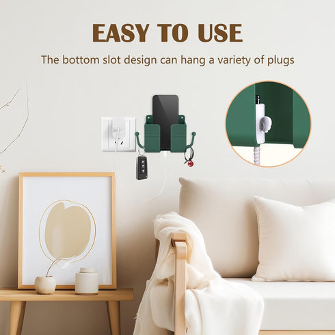 5 Pcs Wall Mount Phone Holder, Wall Mounted Shower Phone Stand with Hooks, Self-Adhesive Universal Media Organizer