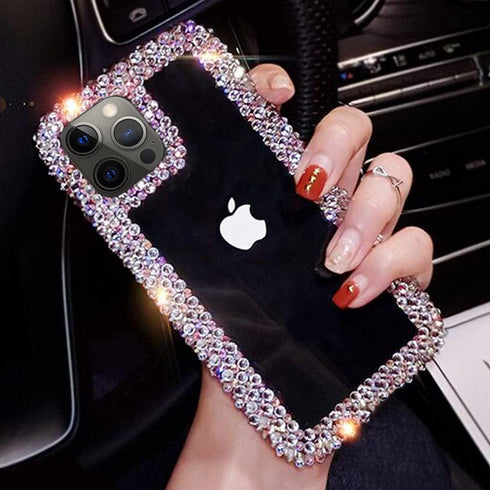 Bonitec iPhone 13 Pro Max Case - 3D Glitter Sparkle Bling Luxury Shiny Cute Crystal Charms Rhinestone Clear Cover