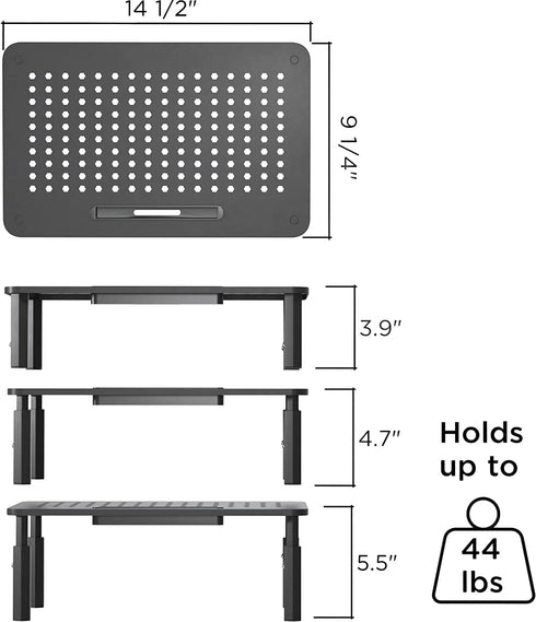 EVOOMI Monitor Stand Riser - Upgraded for Faster Productivity, Anti-Skid, HD Hexagonal Steel, Free Cable Ties, Computer
