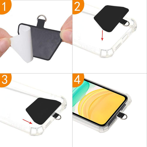 takyu Cell Phone Lanyard Pad, 2 Pack Universal Safety Tether Connector with Adhesive for Most Smartphones (Black)