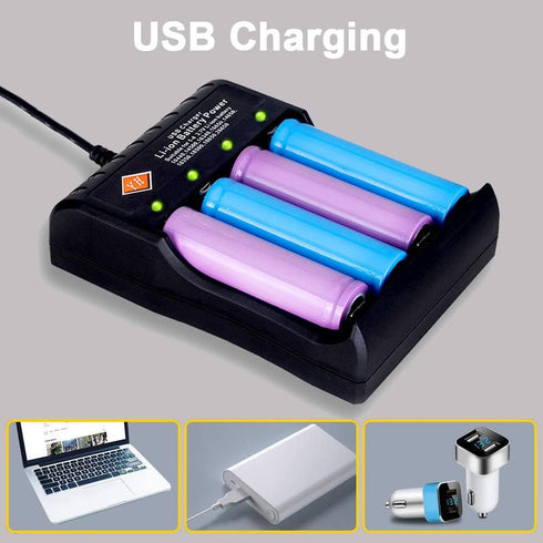 18650 Battery Cell Charger USB Charging Head, 4-Slot Universal Lithium-ion Fast Charger, Intelligent and Automatic