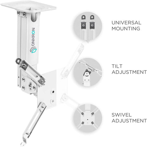 ONKRON Universal Projector Mount, Ceiling & Wall up to 22 lbs, Adjustable Height with Swivel