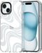 MOSNOVO iPhone 15 Case - Clear TPU Bumper, Shockproof, 6.6 ft Drop Impact, Anti Peel Off Tech, White Swirl Design, 6.1"