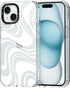 MOSNOVO iPhone 15 Case - Clear TPU Bumper, Shockproof, 6.6 ft Drop Impact, Anti Peel Off Tech, White Swirl Design, 6.1"