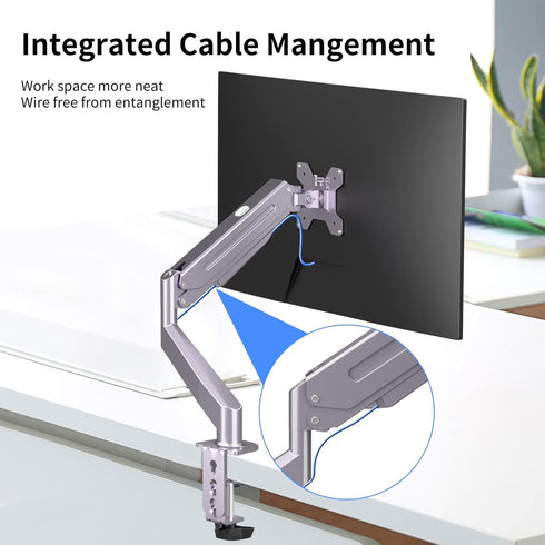 Suptek Monitor Mount, Gas Spring Single Monitor Arm Desk Mount, Fully Adjustable Fits 17-27 inch Monitors, Weight