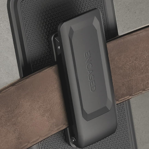 Encased DuraClip Holster, Designed for iPhone 15 Pro Case with Belt Clip Phone Holder and HD Screen Protector (iP15-PRO 6.1") - Black