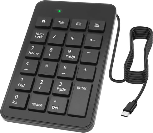 XMSJSIY USB Type-C Number Pad Wired 23 Keys Type-C Numeric Keypad with Tab,