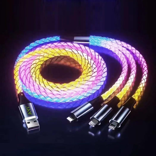 AYI RGB 3 in 1 Multi Connectors Charger Cable, Micro USB/USB Type C PD Fast Charging Cord, RGB Current Changing, 39 inch