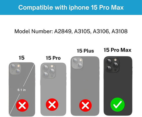 MEEFIX 2pcs/Set 15 Rear Camera Lens Replacement for iPhone Pro Max with Pre-Installed Adhesive & Heat Protective Films