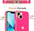 Teageo Compatible with iPhone 13 Case for Women Girl Cute Love-Heart Luxury Bling Plating Soft Back Cover Raised Full Camera Protection Bumper Silicone Shockproof Phone Case for iPhone 13, Hot Pink