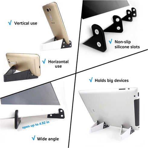 Portable Cell Phone Stand for Desk, 4 Pack, Foldable Pocket Travel Mobile Phone Holder, Upgrade Universal V Smartphone