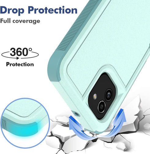 Galaxy A04e 4G Case - PC+TPU Two-in-one Double-Layer Anti-Fall Mobile Phone Protective Case (Mint Green)