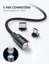A.S Magnetic Charging Cable, Magnetic Type C Fast Charging Data Sync Cable for Micro USB, USB C, i-Product Smartphones