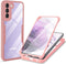CCSamll Clear Case for Samsung Galaxy S21 5G with Screen Protector, Slim Shockproof TPU Bumper, QC Pink Full Body
