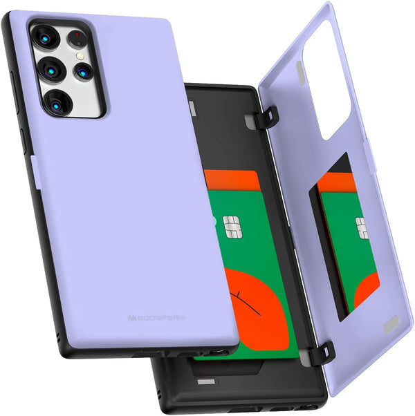 GOOSPERY Magnetic Door Bumper for Galaxy S22 Ultra Case, Easy Magnet Auto Closing Wallet, Dual Layer Protective Cover -