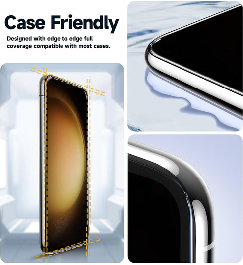 MAGIC JOHN Tempered Glass Screen Protector for Samsung Galaxy S23 Plus (6.6") - 2 Pack, Bubble Free, Anti-Scratch, Case