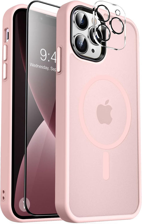 iPhone 13 Pro Max Case MOCCA Strong Magnetic, Slim Thin Shockproof Cover with Glass Screen Protector & Camera Lens