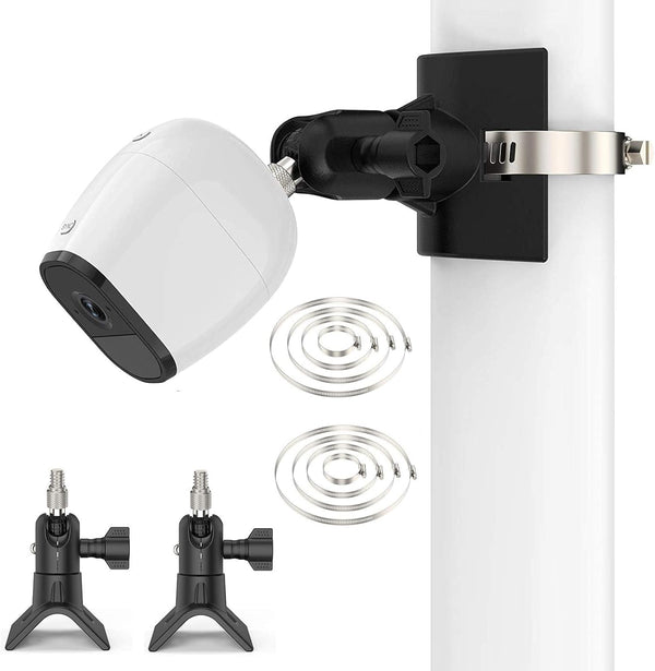 Outdoor Mount for Arlo Pro 4/3/2/Ultra/Essential, Reolink Wyze Cam, Fits 1.96-7.87 inch Pipe without Drilling (Black, 2