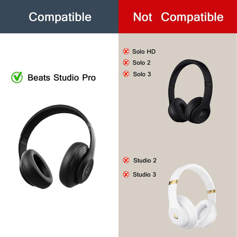 Replacement Ear Pads for Beats Studio Pro, Ear Cushions Earpads Replacement, Beats Studio Pro Ear Covers, Headphones Accessories with Soft Protein Leather & Memory Foam