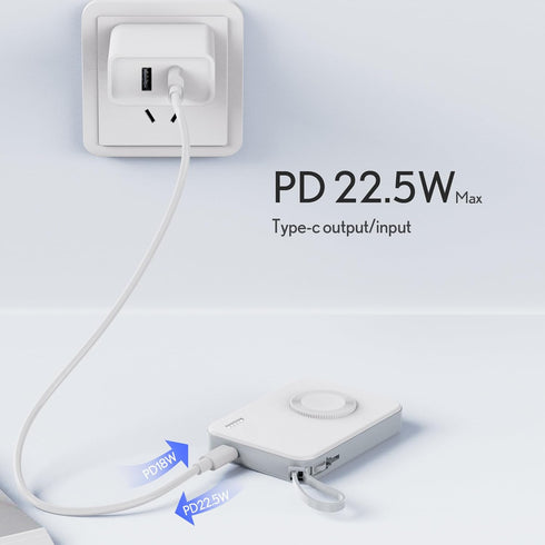pzoz 5000mAh Portable Magnetic Small Mini Power Bank Battery Pack with Apple Watch Wireless Charger, Built-in Cable