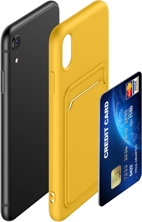 kwmobile Case Compatible with Apple iPhone XR, TPU Phone Cover with Credit Card Holder - Radiant Yellow