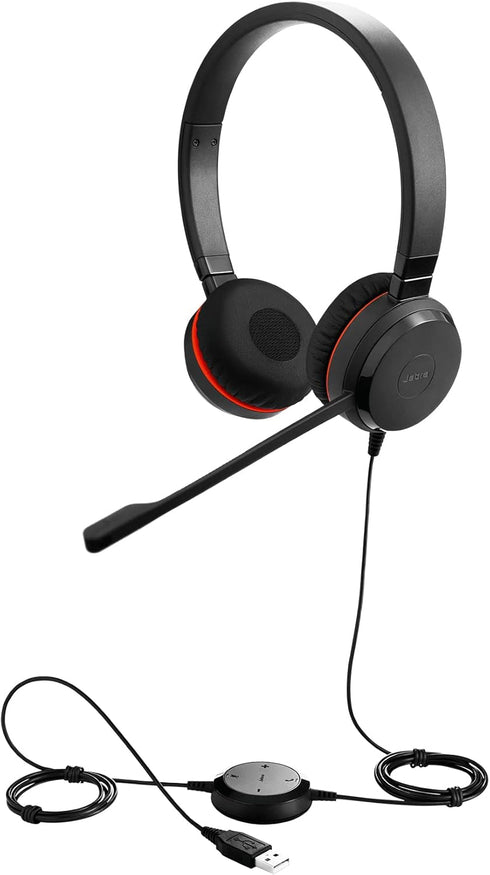 Jabra Evolve 30 II Wired Headset, Stereo, MS-Optimized – Pro Headset with Superior Sound for Calls and Music – 3.5mm