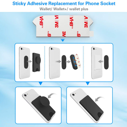 8PCS Sticky Adhesive Replacement for Pops Wallet Plus & Wallet Base, High Bond Stickiness 3M VHB Double Sided Pads