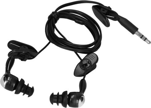 SUNGOOYUE Sport Headphones with Mic, Waterproof Ear Headphones for Running & Surfing, Replaceable Earplugs (Black)